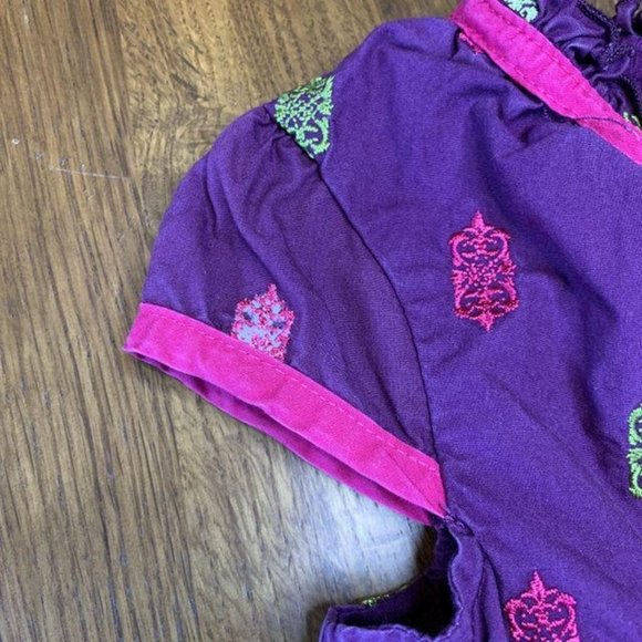 TEA COLLECTION Girls Purple Dress L 18-24 Turkey Purple Nesrin Poplin Toddler - Picture 3 of 6